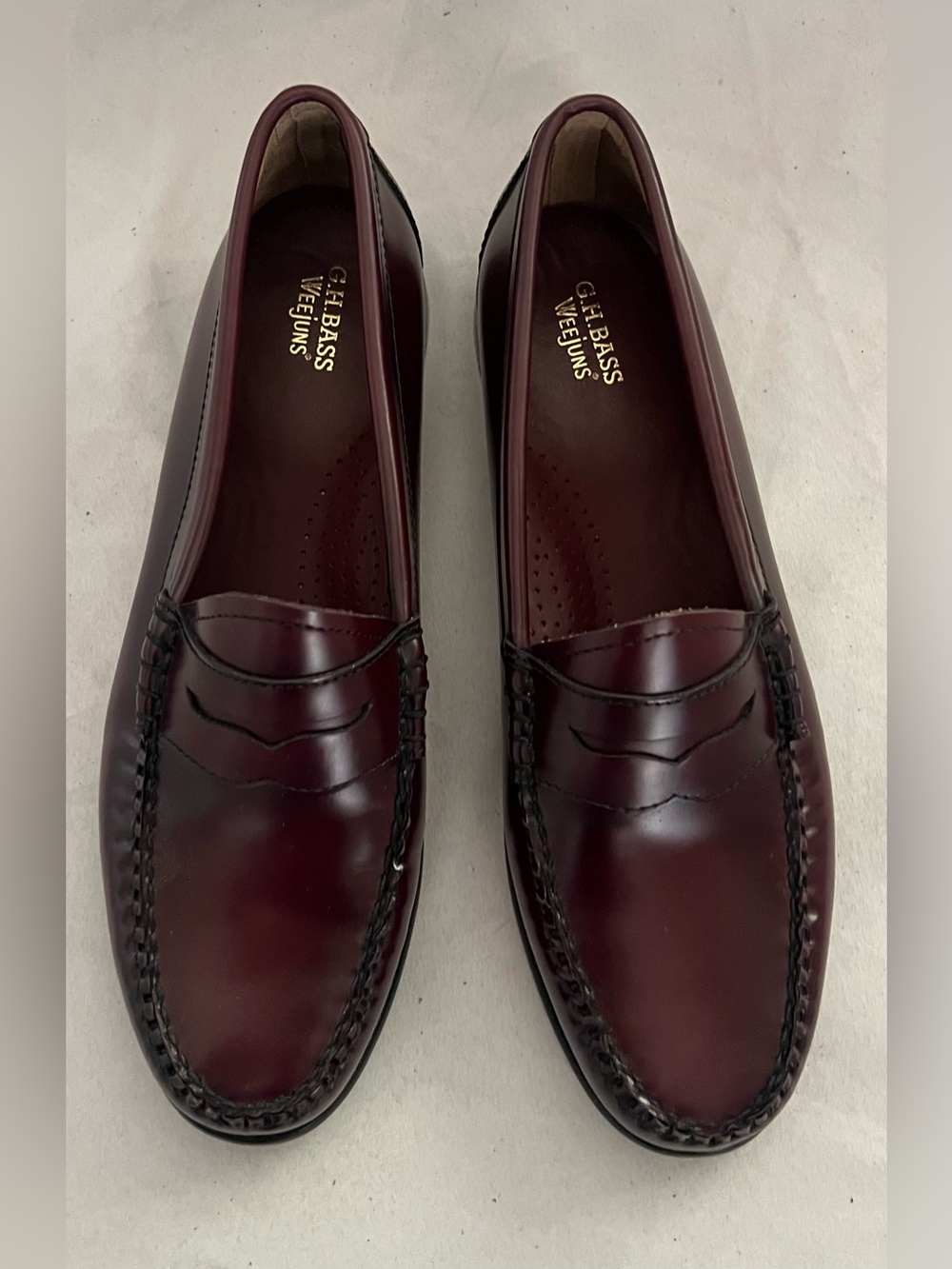 G.H. Bass WHITNEY LEATHER WINE SLIP ON LOAFER SHOES 10